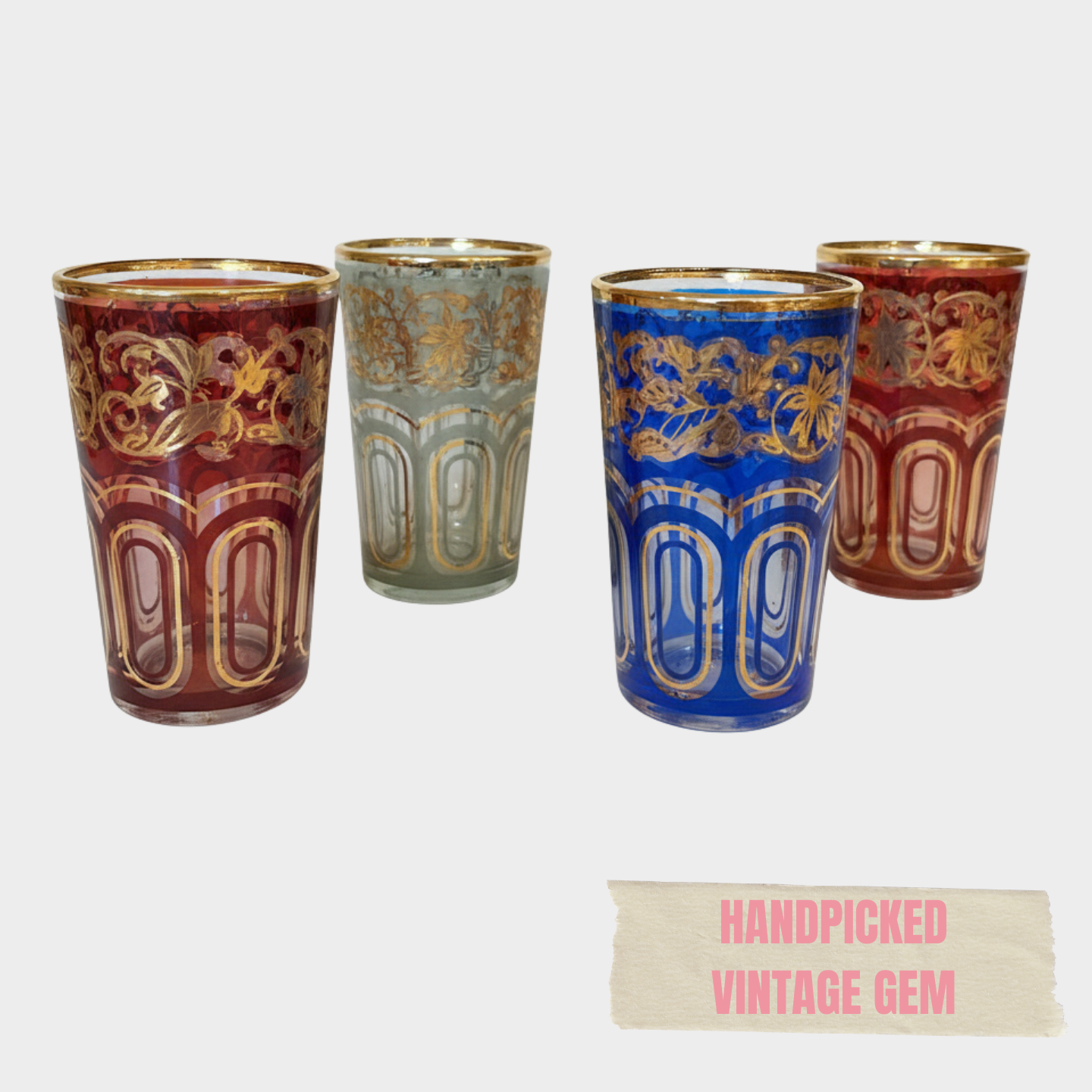 VINTAGE SET OF 4  GLASSES MOROCCAN STYLE