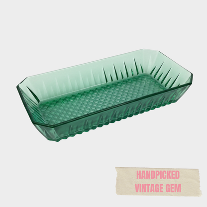 VINTAGE GREEN GLASS TRAY