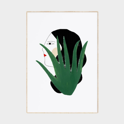 WOMAN AND CACTUS PRINT