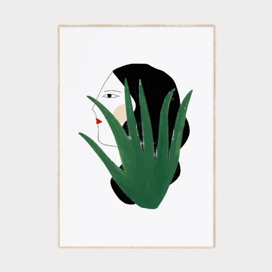 WOMAN AND CACTUS PRINT