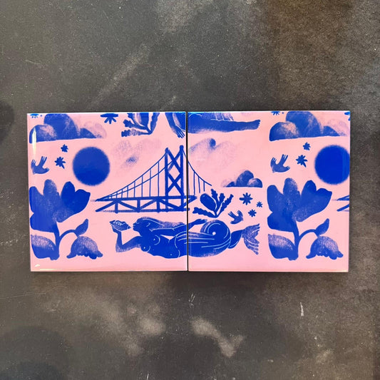 PINK MERMAID IN LISBON DOUBLE TILE PANEL