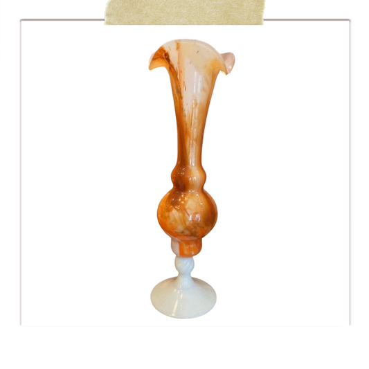 VINTAGE ORANGE AND TERRACOTA GLASS VASE