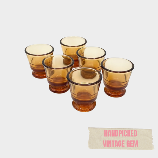 VINTAGE AMBER CUPS SET OF 6