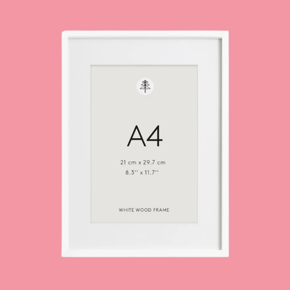 WHITE WOOD FRAME FOR A4 PRINT