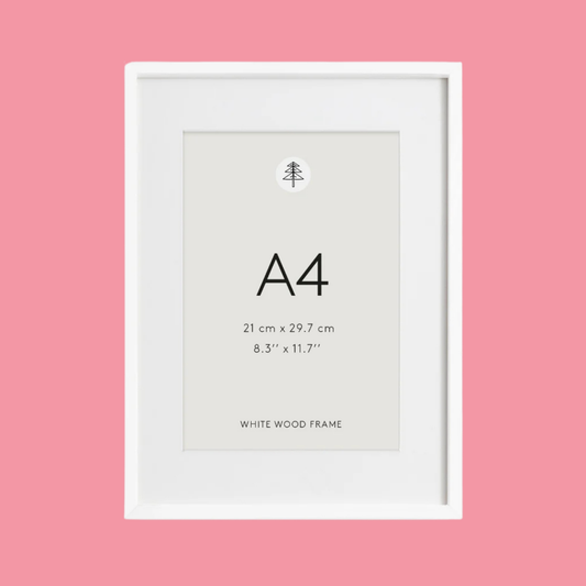 WHITE WOOD FRAME FOR A4 PRINT