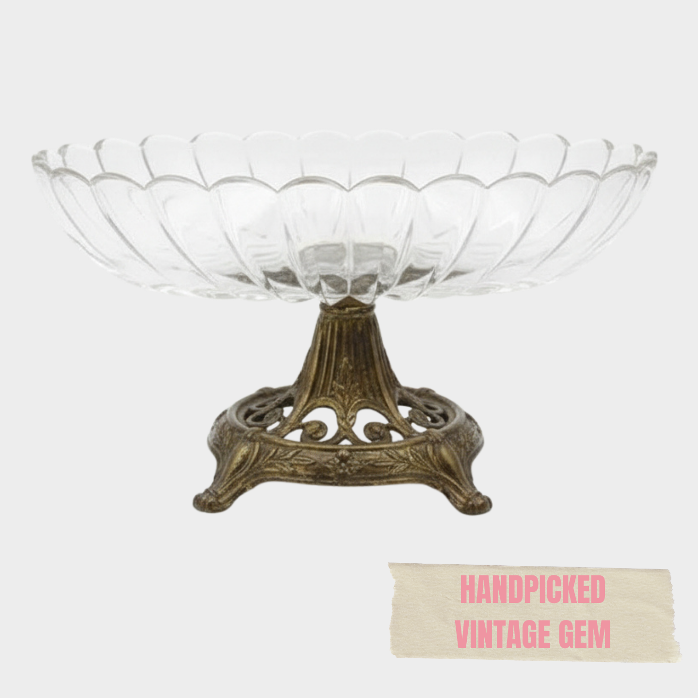 VINTAGE SILVER METAL PEDESTAL BOWL