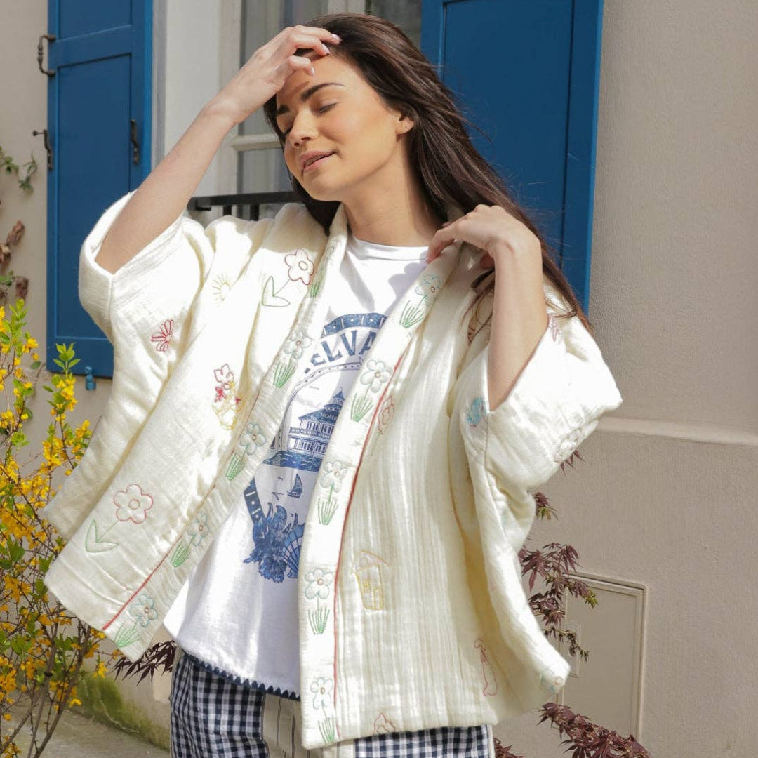 EMBROYDERED KIMONO JACKET