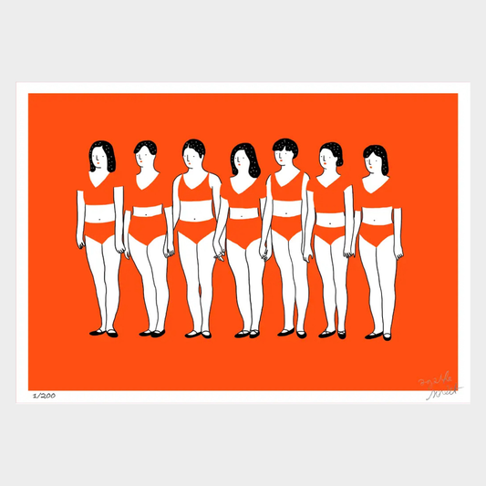 BIKINI GIRLS ORANGE RETRO PRINT