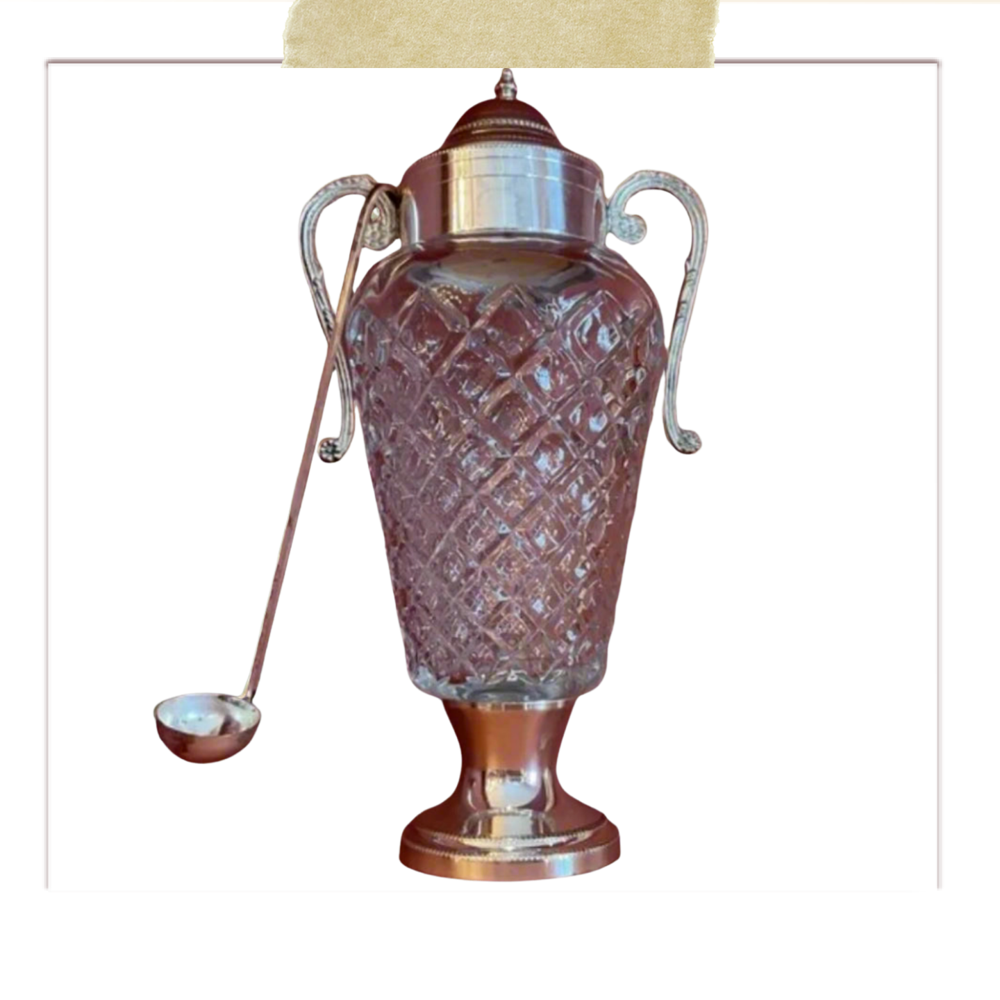 VINTAGE ITALIAN CARAFE WITH SILVER SERVING SPOON AND LID