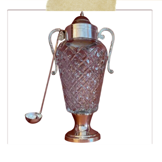 VINTAGE ITALIAN CARAFE WITH SILVER SERVING SPOON AND LID