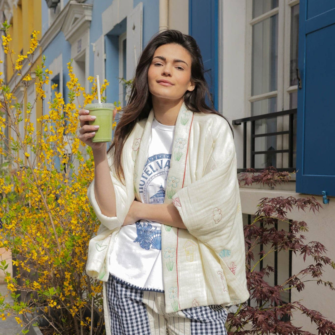 EMBROYDERED KIMONO JACKET
