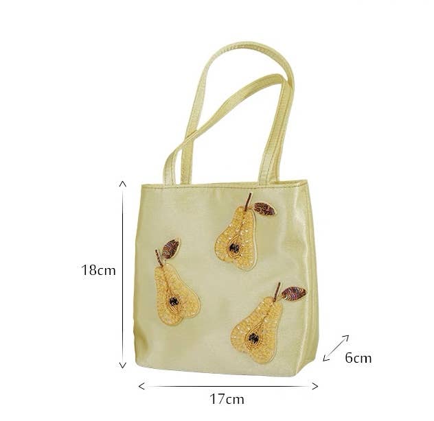HANDMADE AND HAND BEADED PEARS BAG