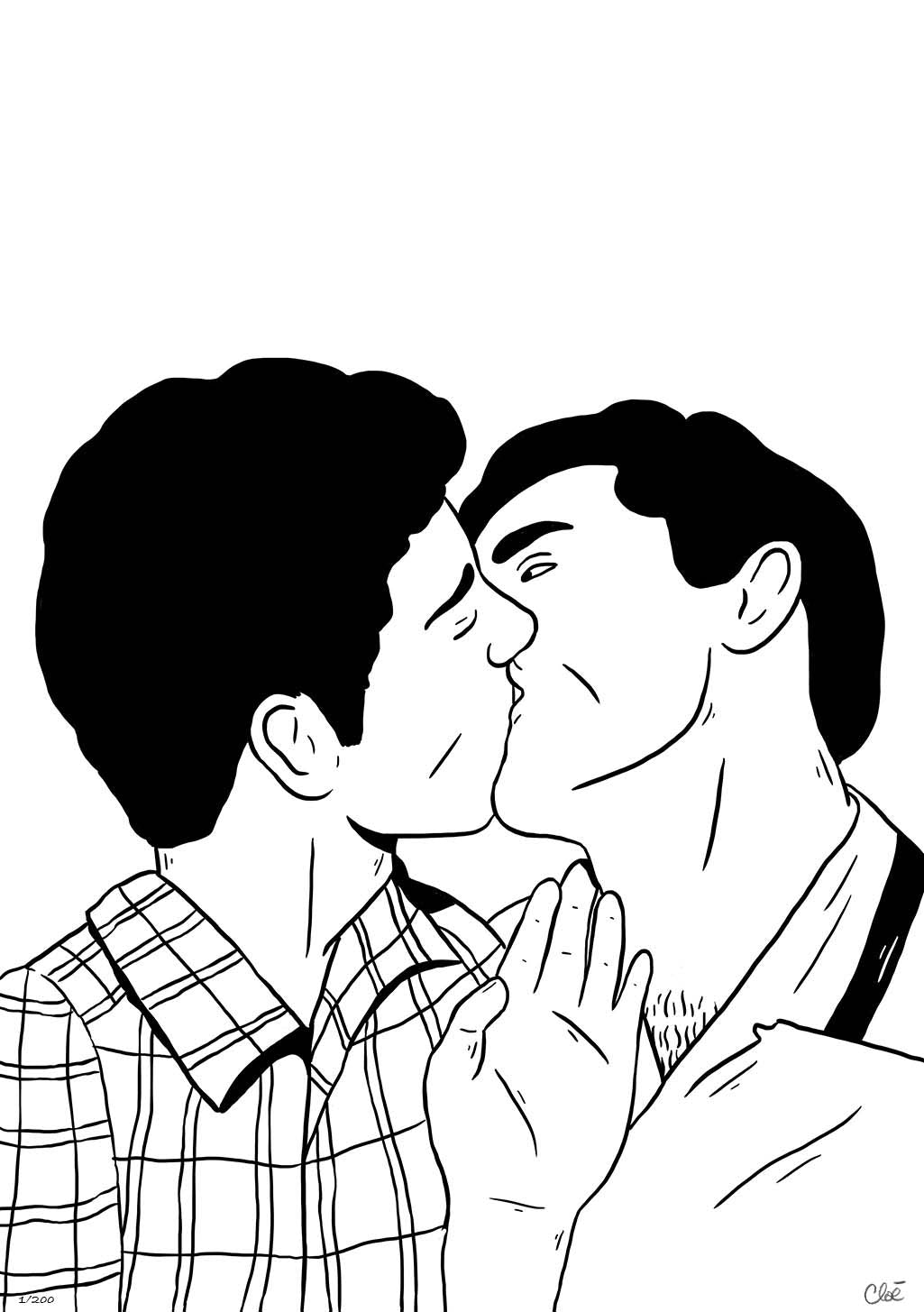 BLACK AND WHITE KISS PRINT