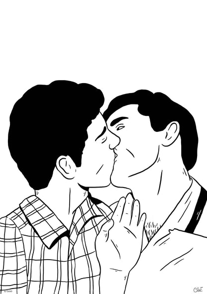 BLACK AND WHITE KISS PRINT