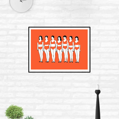 BIKINI GIRLS ORANGE RETRO PRINT