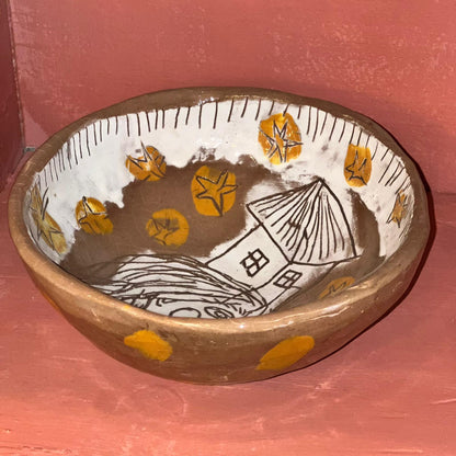 HANDMADE RECYCLED CLAY BOWL IN YELLOW