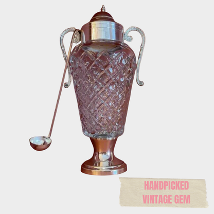 VINTAGE ITALIAN CARAFE WITH SILVER SERVING SPOON AND LID