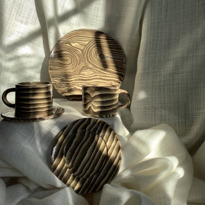 HANDMADE MARBLED CERAMIC GREEN PLATE