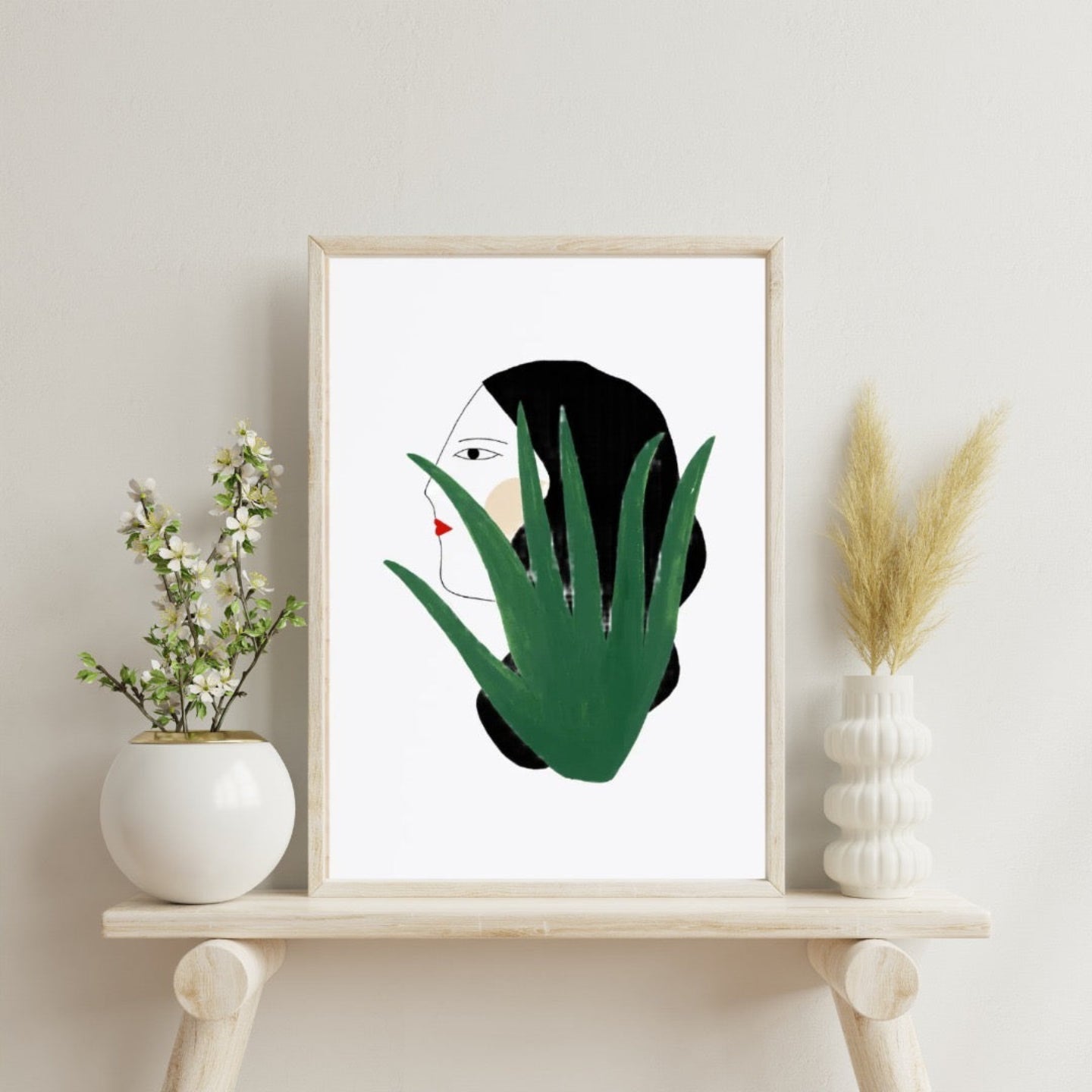 WOMAN AND CACTUS PRINT