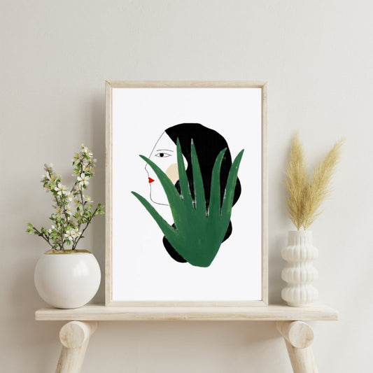 WOMAN AND CACTUS PRINT