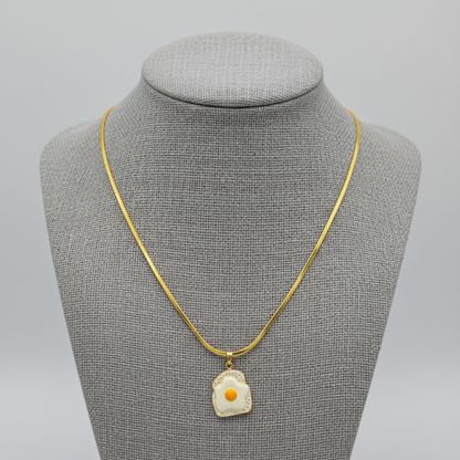 FRIED EGG ON TOAST GOLD NECKLACE