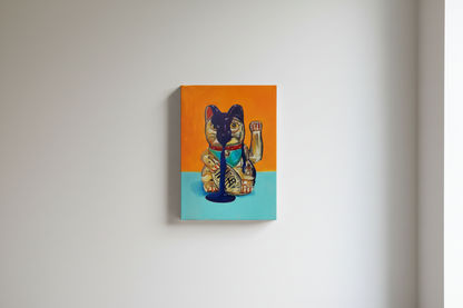 'PURPLE MAZE, A FELINE MAZE ON LINEN' ORIGINAL OIL PAINTING