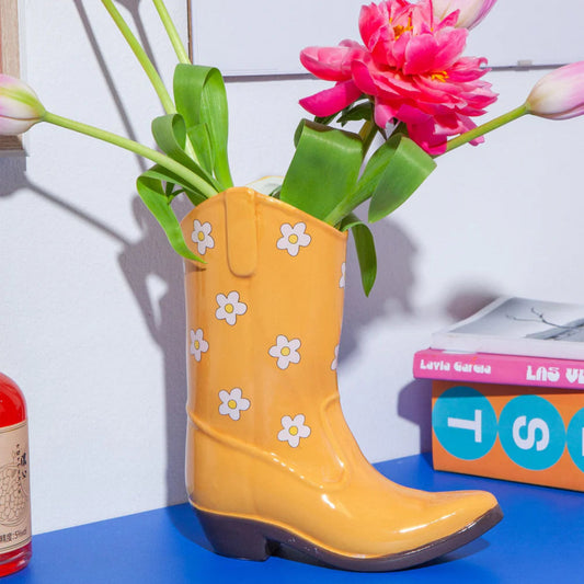 COWBOY BOOT VASE