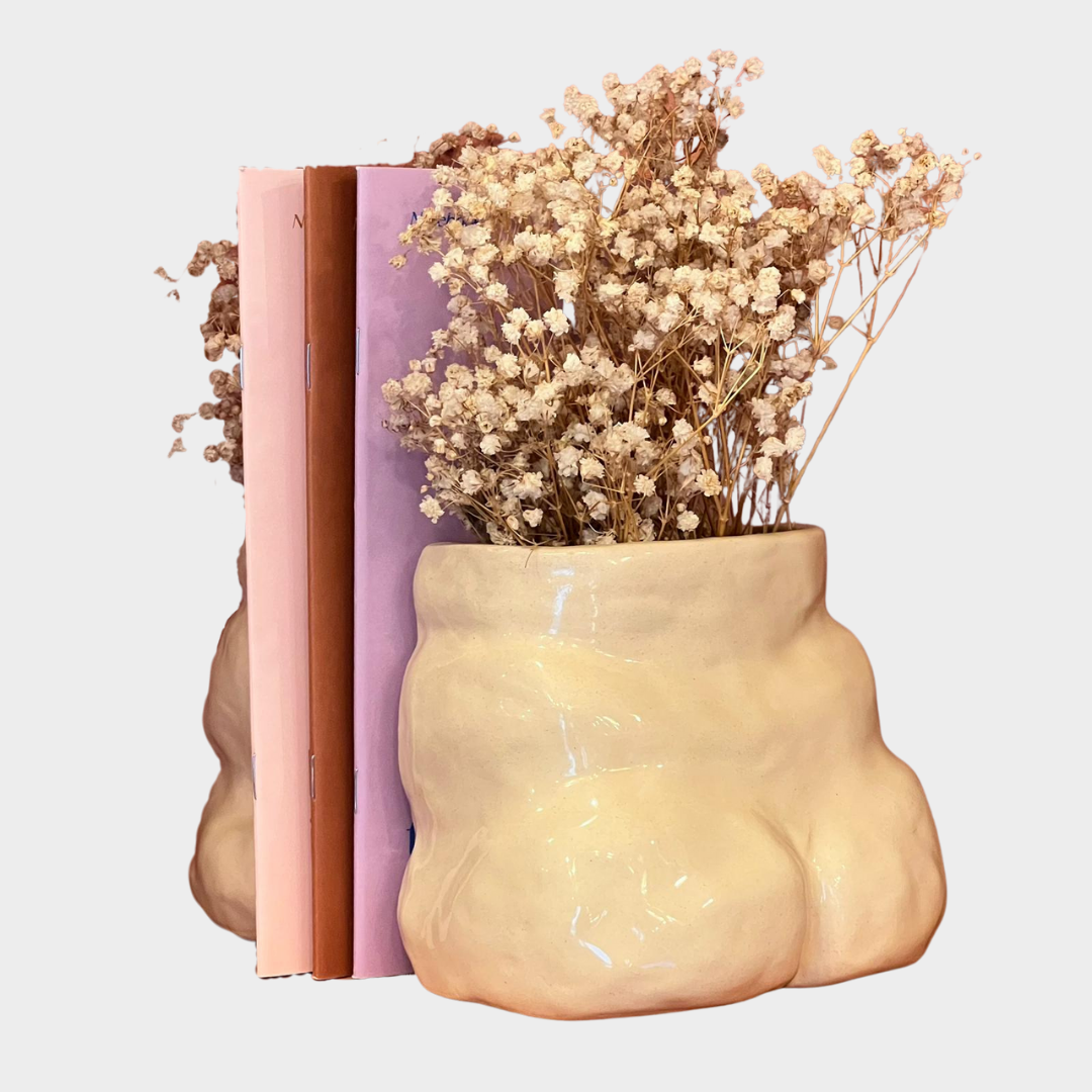 HANDMADE CERAMIC BUTT & BELLY BOOK ENDS