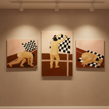 'READY, SET, DON'T GO' OIL PAINTING TRIO