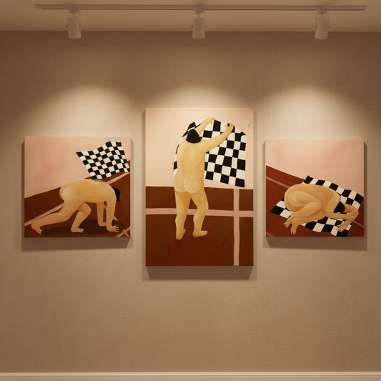 'READY, SET, DON'T GO' OIL PAINTING TRIO