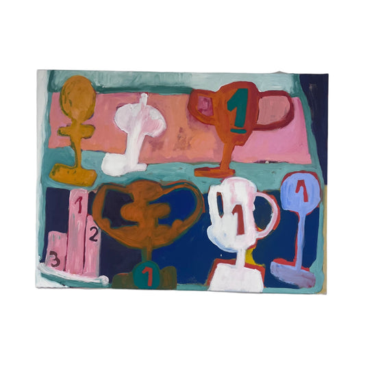 'TROPHY CABINET DISPLAY' ORIGINAL OIL PAINTING