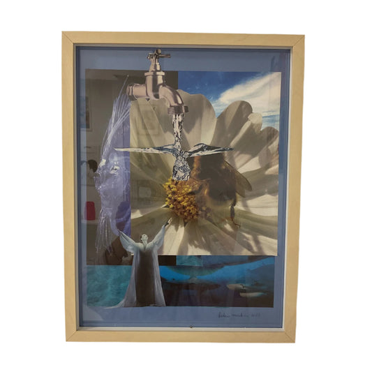 FRAMED  ORIGINAL COLLAGE 'THE FLOWER AND BEE'