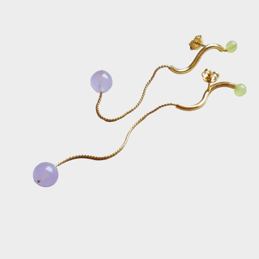 GREEN AND LAVANDER EARRINGS