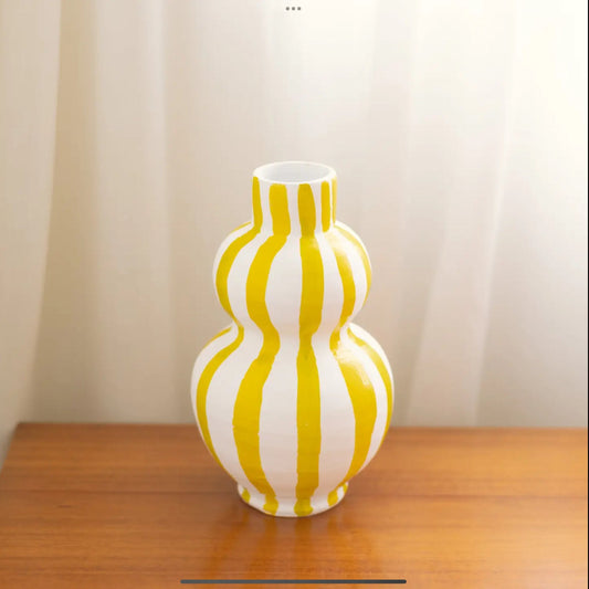 SUNSHINE YELLOW STRIPES CERAMIC VASE