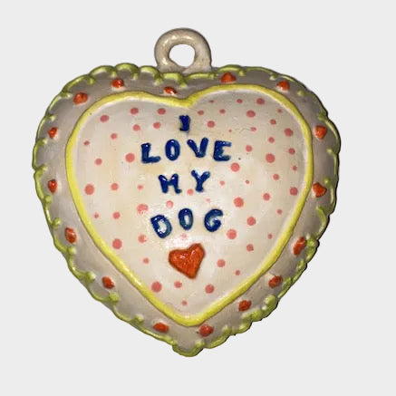 I LOVE MY DOG CERAMIC HEART