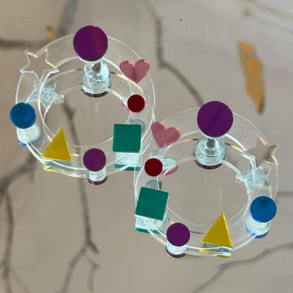 TRANSPARENT HOOPS WITH COLOR GEOMETRICS