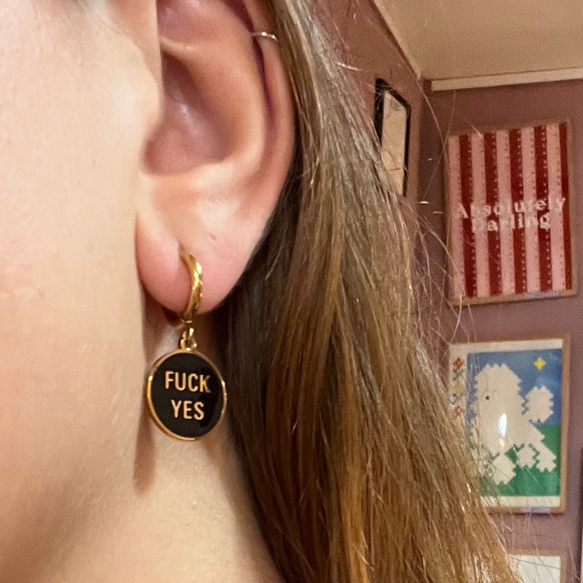 FUCK YES GOLD PLATED HOOP EARRINGS