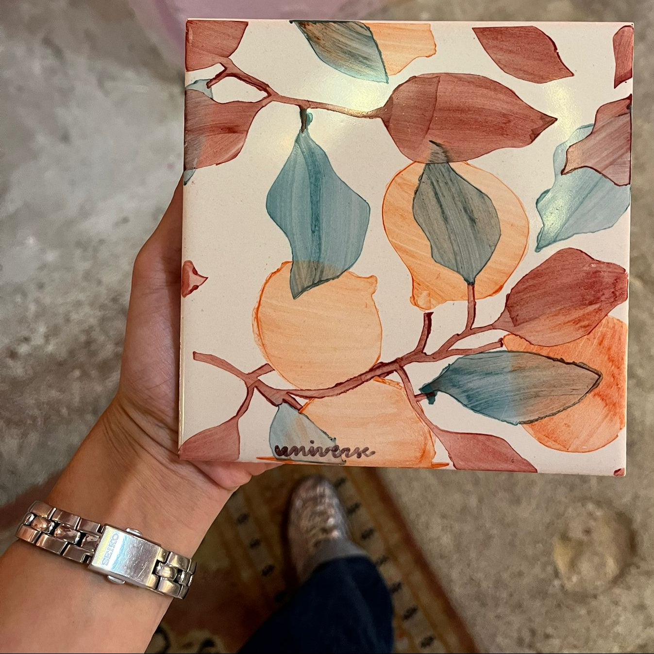 FLORAL HAND PAINTED TILE