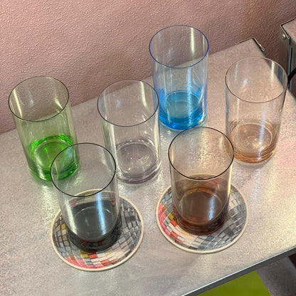 SET OF 6 VINTAGE COLOURFUL GLASSES