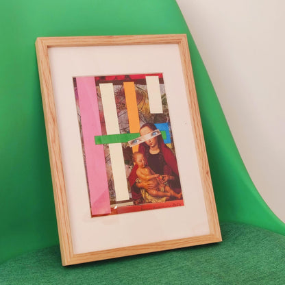 FRAMED ORIGINAL COLLAGE 'MADONNA AND CHILD IN COLOUR'
