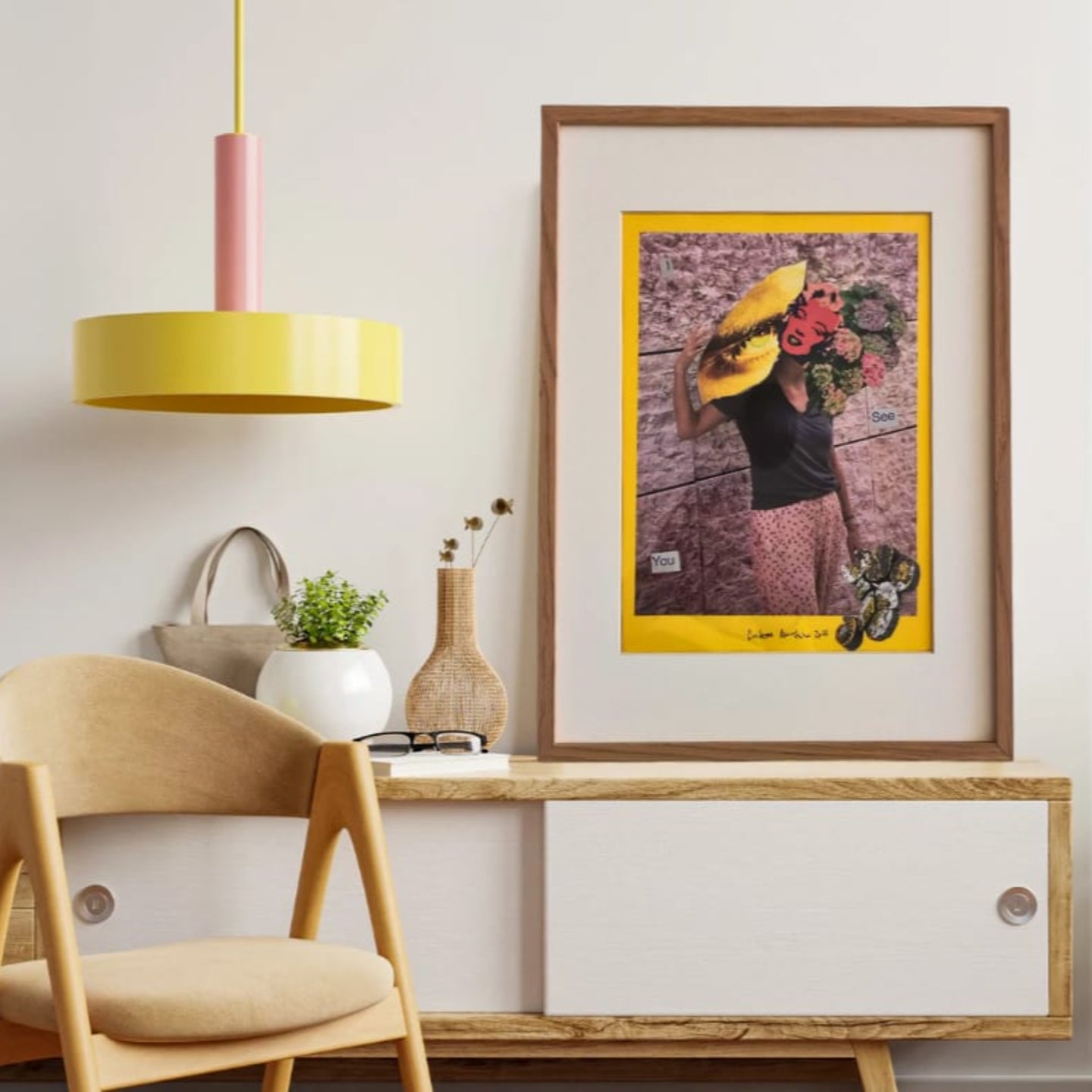 FRAMED ORIGINAL COLLAGE 'FLOWERS ON MY STREET'