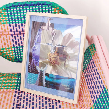 FRAMED  ORIGINAL COLLAGE 'THE FLOWER AND BEE'