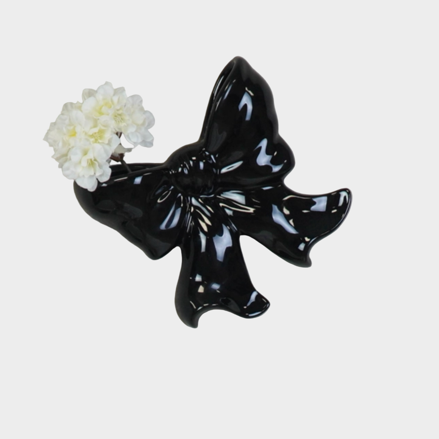 BLACK BOW CERAMIC WALL VASE