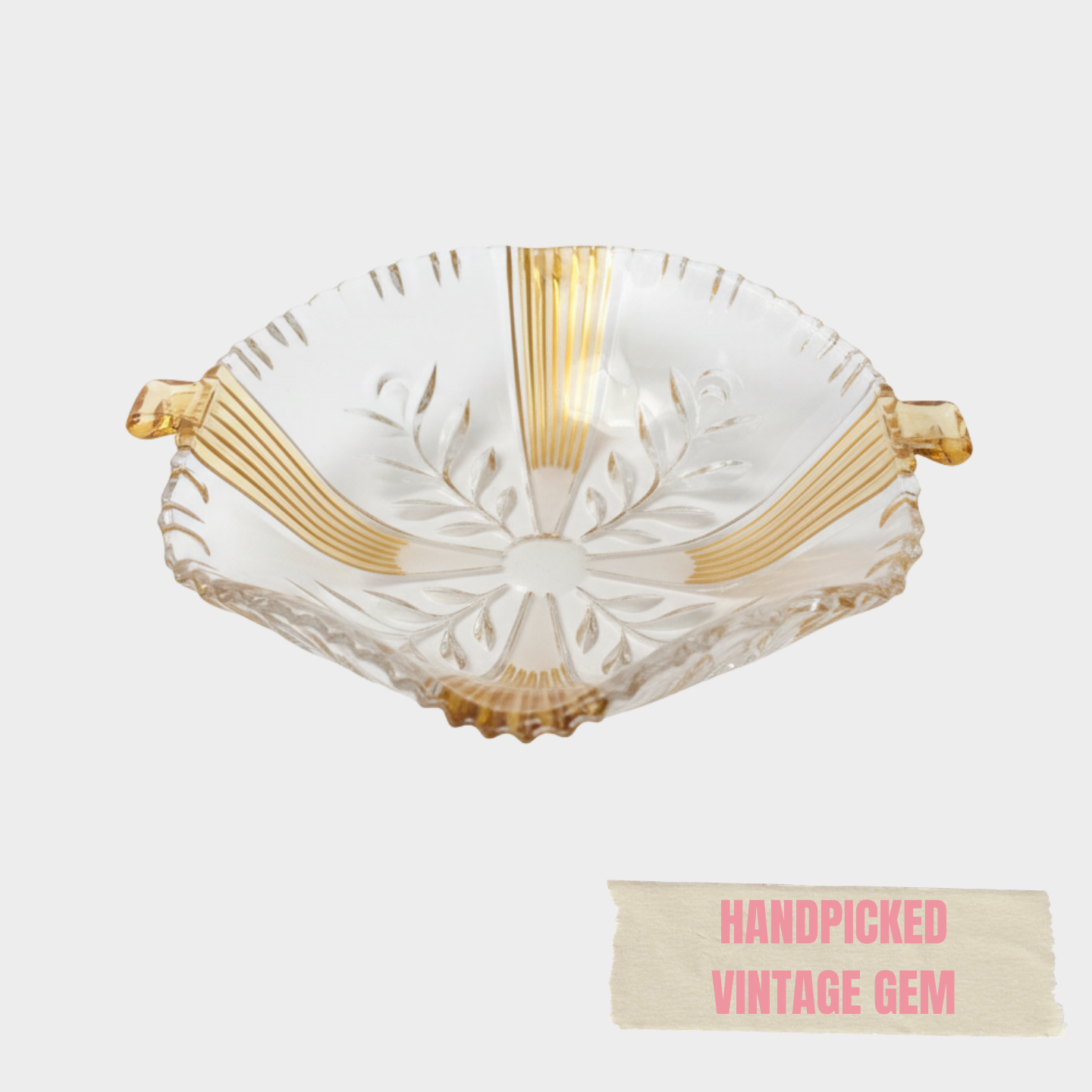 WAVY YELLOW CUT GLASS DISH