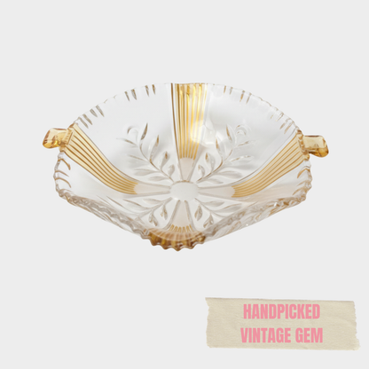 WAVY YELLOW CUT GLASS DISH