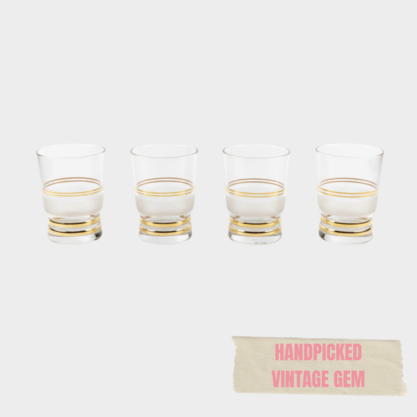 VINTAGE ETCHED-STRIPED GLASSES - SET OF 6