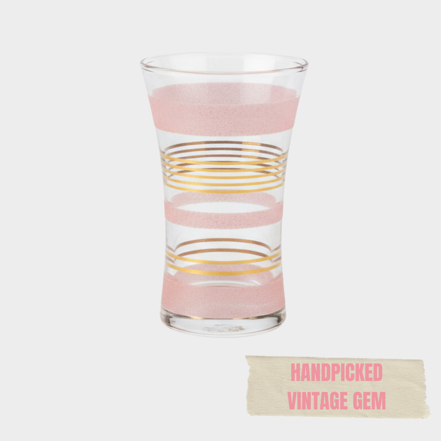 SINLE GLASS TUMBLER WITH FROSTED PINK AND GOLD ACCENTS