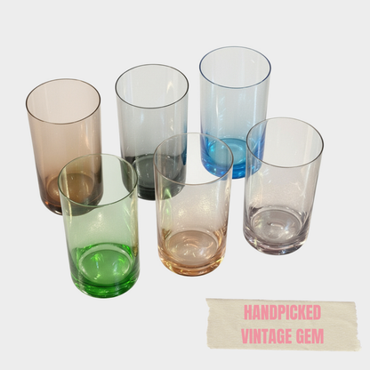 SET OF 6 VINTAGE COLOURFUL GLASSES