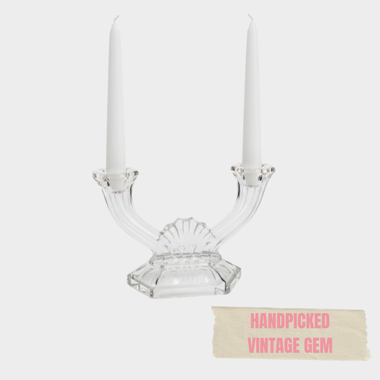 CUT GLASS DOUBLE CANDLE HOLDER