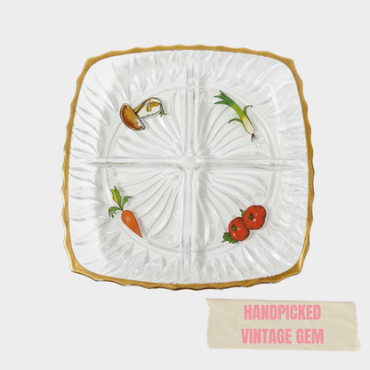 VINTAGE 'EAT YOUR VEGGIES' PLATTER WITH GOLD DETAIL